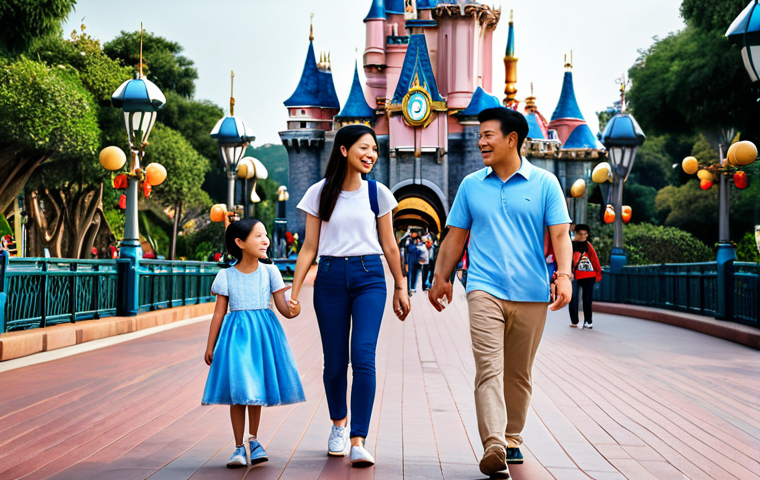 홍콩 디즈니랜드 여행 팁 - ** A professional businesswoman in a modest business suit, sitting at a desk in a modern office, ful...